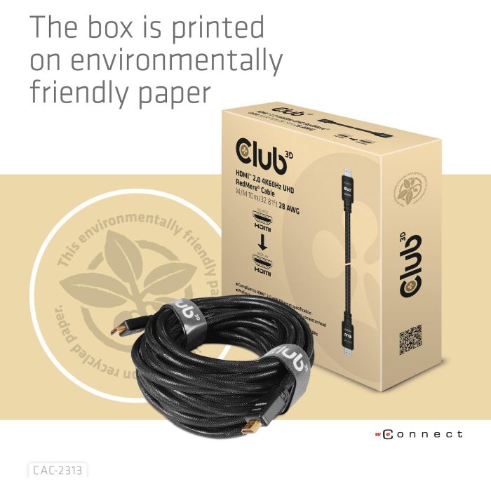 Club3D Cable HDMI 2.0 RedMere 4K60Hz UHD 10m Macho/Macho, 3D 18 Gbit/s para Vídeo y Sonido 2 Club3D Cable HDMI 2.0 RedMere 4K60Hz UHD 10m Macho/Macho, 3D 18 Gbit/s para Vídeo y Sonido 2