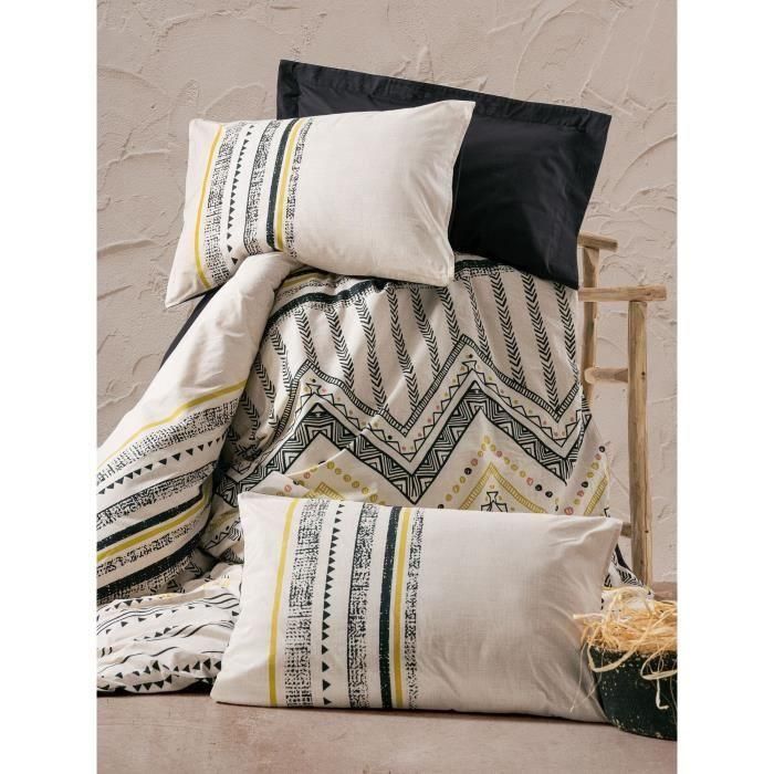 Juego de cama - 1 funda nórdica 220x240 cm + 2 fundas de almohada 60x60 cm - 100% algodón - Blanco 1 Juego de cama - 1 funda nórdica 220x240 cm + 2 fundas de almohada 60x60 cm - 100% algodón - Blanco 1