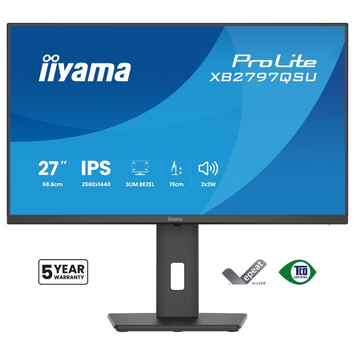 iiyama ProLite XB2797QSU-B1 Monitor Gaming/Profesional 27" (68.6 cm) Quad HD 2560x1440 IPS 75Hz 1ms AMD FreeSync, USB-C, Altavoces, Negro Mate 1