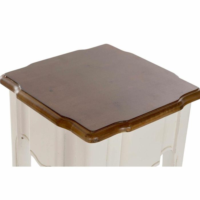 Mesita Auxiliar Tradicional DKD Home Decor Blanco Marron 35 x 80 x 35 cm Set de 2 2