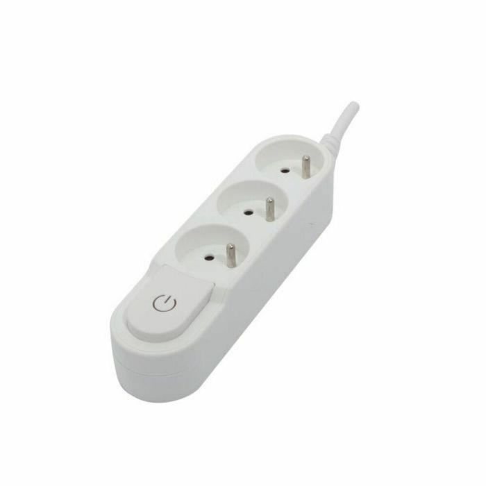 Chacon Regleta 3 Tomas Corriente 16A con Interruptor de Pie, Cable 1.5m HO5VV-F 3x1.5mm², 3500W 230V Blanca, Montaje en Pared