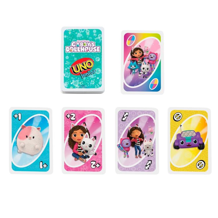 Mattel Games JLH17 Uno Junior La Casa de Gabby Juego de Cartas con 3 Niveles para Niños +3 Años 4