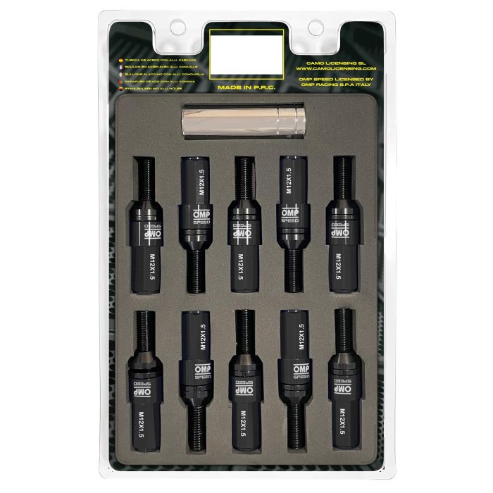 Omp Speed Juego De 20 Tornillos Con Protector De Aluminio De Colores M14x1.5 Llave De 17-19 Largo 28 mm Con Protector Negro OMPS09981401 Omp Speed Juego De 20 Tornillos Con Protector De Aluminio De Colores M14x1.5 Llave De 17-19 Largo 28 mm Con Protector Negro OMPS09981401