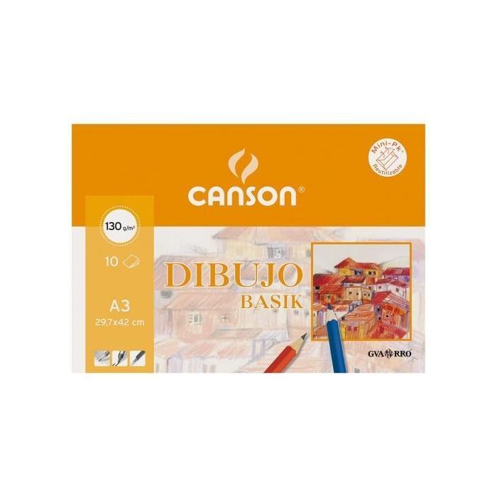 Canson Minipack Dibujo Basik Papel Dibujo Liso 130 gr 29,7x42 cm 10 Hojas