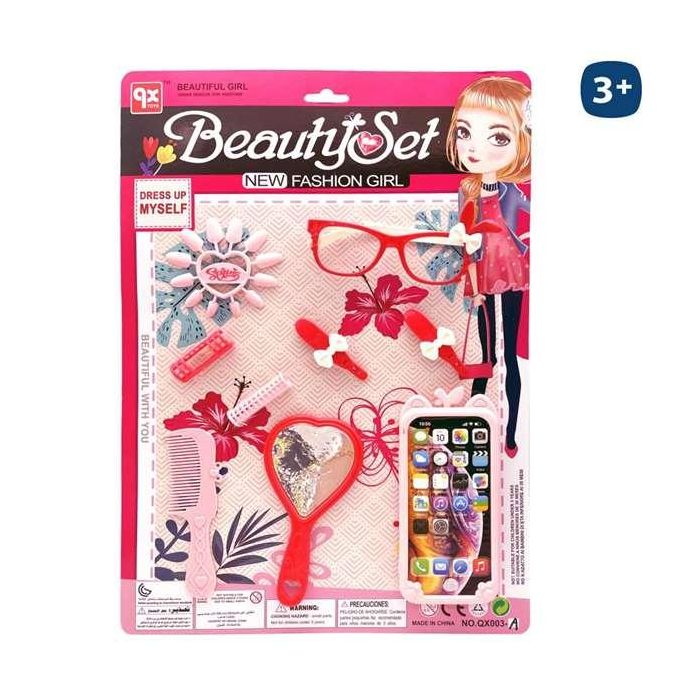 Juinsa Juego de Belleza Infantil con Teléfono Móvil para Niñas, Set de Tocador de Juguete con 24 Accesorios, Plástico, Edad 3+ Años 2
