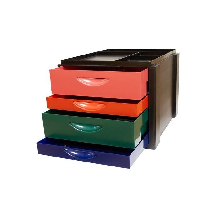 Modulo Olef 4 Cajones Mixtos (2 Grandes + 2 Pequeños) Color Negro/Opacos