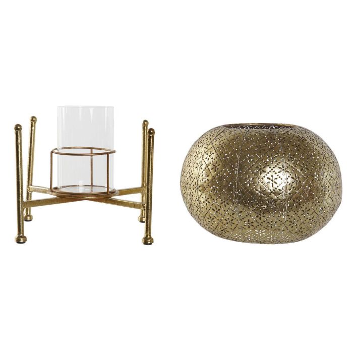 DKD Home Decor Portavela Oriental Dorado de Metal y Cristal para Decoración, 24x24x20 cm 5 DKD Home Decor Portavela Oriental Dorado de Metal y Cristal para Decoración, 24x24x20 cm 5