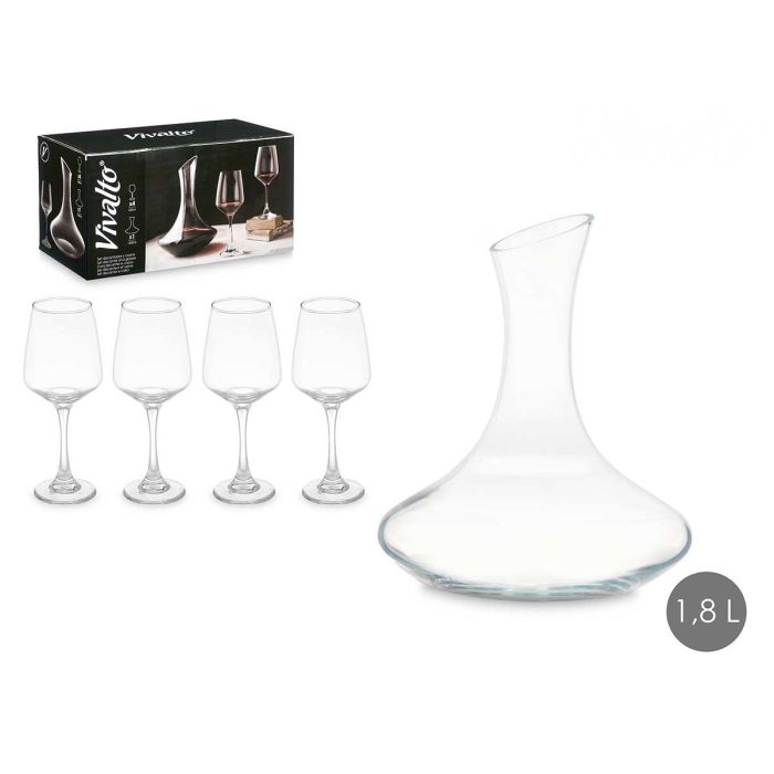 Set Decantador Vivalto 1800 ml con 4 Copas 420 ml - Vidrio Transparente 38.5x25x20 cm (2 Unidades) Set Decantador Vivalto 1800 ml con 4 Copas 420 ml - Vidrio Transparente 38.5x25x20 cm (2 Unidades)