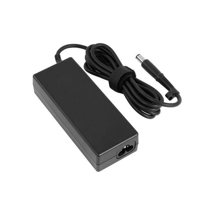 HP 90W AC adapter for HP laptops, 19.5V output, 4.62A current, 7.4 x 5.0 mm connector, CE certified.