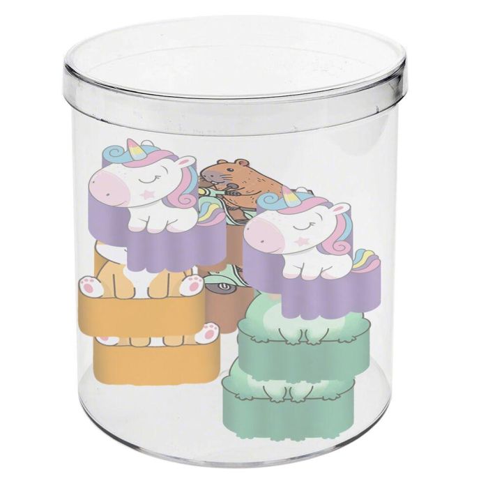 Oh My Pop Cubo con 12 Gomas de Borrar Mix Multicolor ABS Plástico