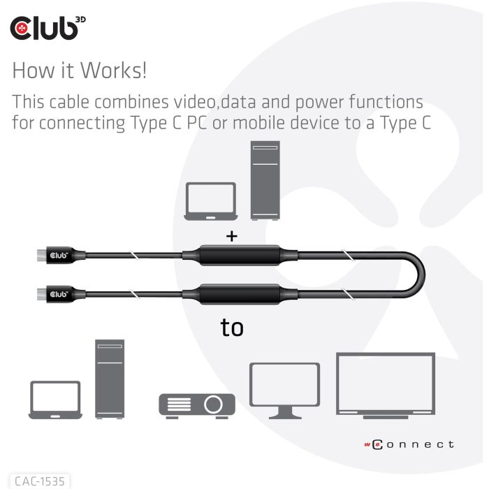 Club3D Kabel USB 3.2 Typ C 5m aktiv St/St 5 Club3D Kabel USB 3.2 Typ C 5m aktiv St/St 5