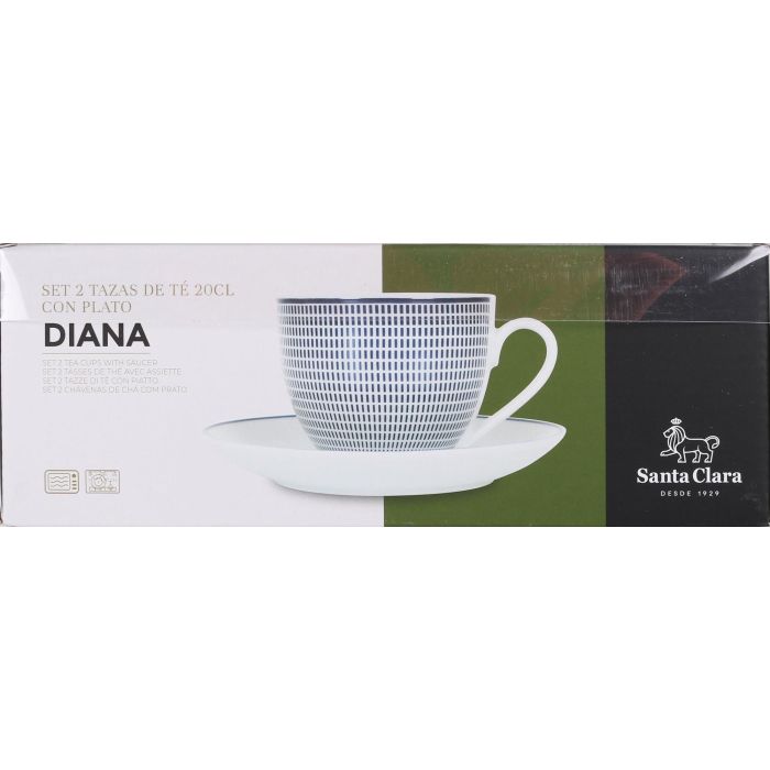 Set 2 Tazas Diana 200 cc con Plato - Porcelana Extra Blanca - Santa Clara (6 Cajas) 1 Set 2 Tazas Diana 200 cc con Plato - Porcelana Extra Blanca - Santa Clara (6 Cajas) 1