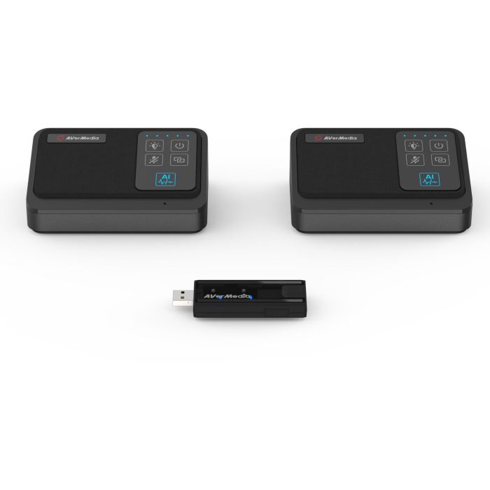 AVerMedia AW111 Micrófono Inalámbrico Set para PA511D Negro Escritorio 3m Omnidireccional USB-C Reducción Ruido