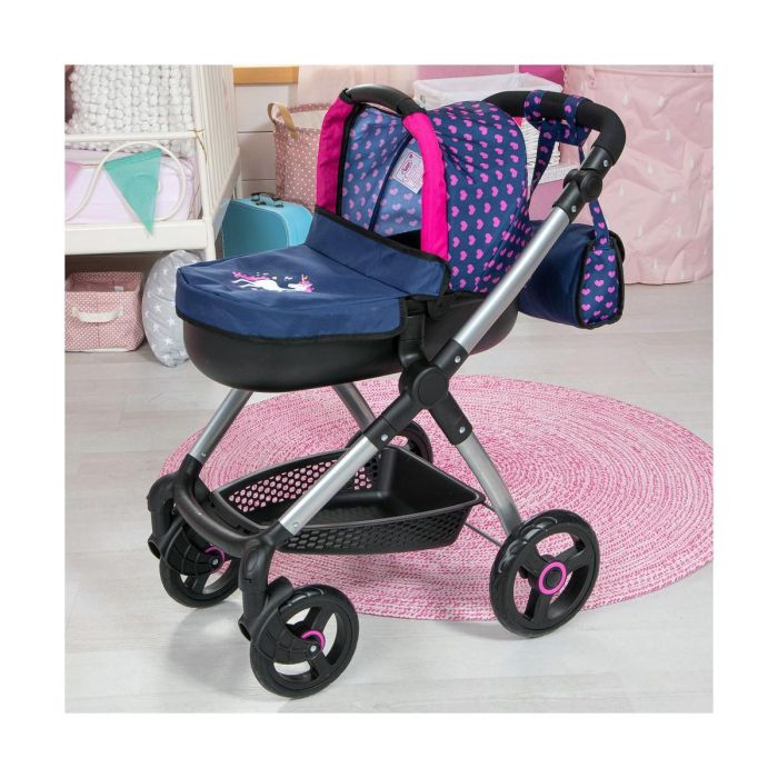 Coche muñecas stule pram azul marino 86x79x42 cm 4