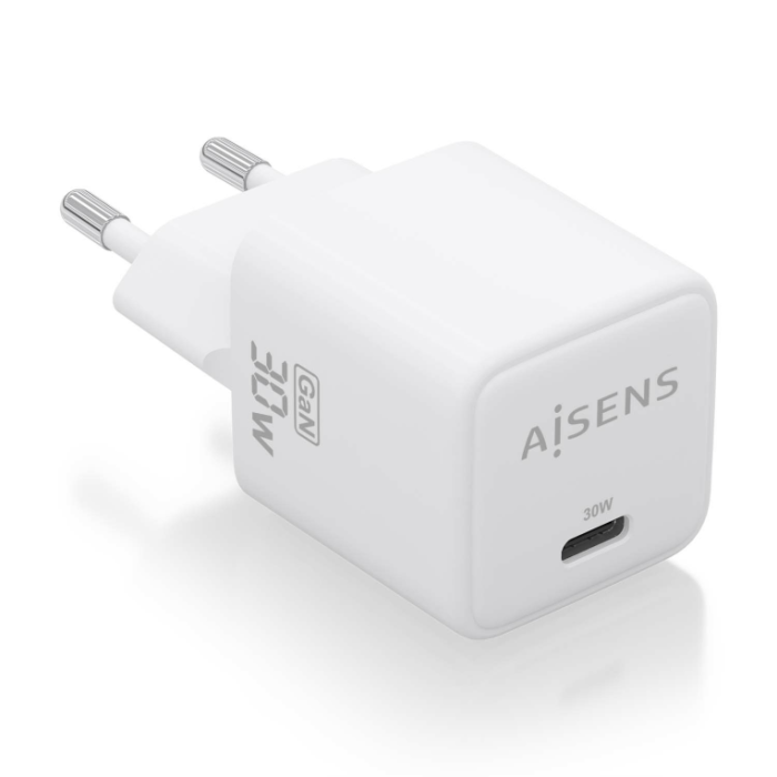 Cargador de Pared GaN Aisens ASCH-30W1P035-W/ 1xUSB Tipo-C/ 30W Cargador de Pared GaN Aisens ASCH-30W1P035-W/ 1xUSB Tipo-C/ 30W