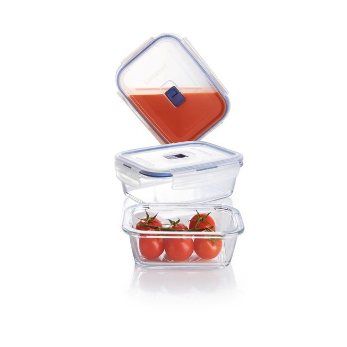 Luminarc Set 3 Recipientes Herméticos Rectangulares de Vidrio Pure Box Active con Válvula, 38-82-122 cL, Apto Microondas, Lavavajillas Luminarc Set 3 Recipientes Herméticos Rectangulares de Vidrio Pure Box Active con Válvula, 38-82-122 cL, Apto Microondas, Lavavajillas