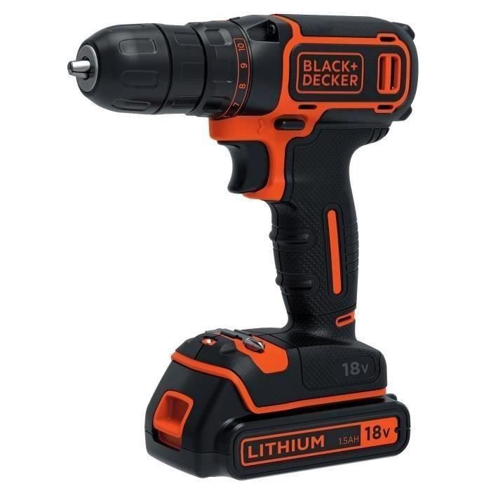 BLACK & DECKER Taladro inalámbrico de litio de 18 V - 2 baterías - 160 caja de accesorios -BDCDC18BAST-QW 1