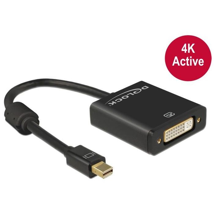DELOCK Adapterkabel mini DisplayPort 1.2 Stecker > DVI 24+5 Buchse schwarz 4K Aktiv 1 DELOCK Adapterkabel mini DisplayPort 1.2 Stecker > DVI 24+5 Buchse schwarz 4K Aktiv 1