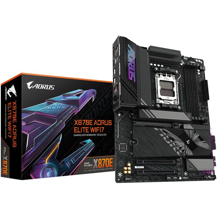 Gigabyte X870E AORUS ELITE WIFI7 Placa Base ATX para AMD Ryzen 9000, DDR5 8000Hz OC, Wi-Fi 7, LAN 2.5GbE, USB 4