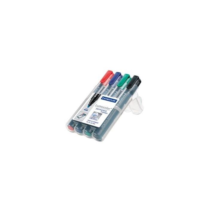 STAEDTLER Marker Lumocolor permanente, set de 4 unidades en caja