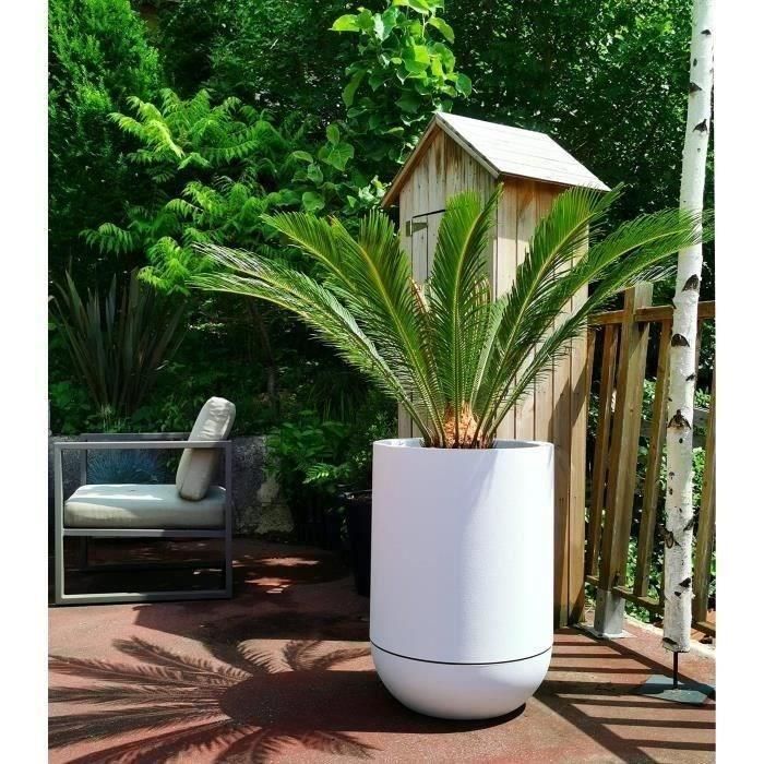 Riviera RIV3580798143020 Jardinera Redonda Granit Tulip Plástico Blanco Diámetro 40 cm 1