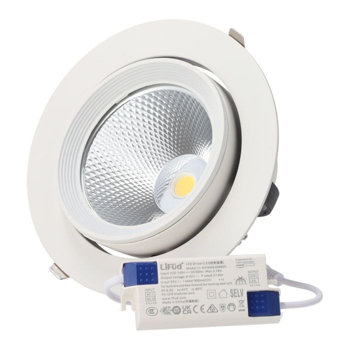 Foco Downlight LED 40W CCT Circular Orientable Driver LIFUD 40.000H Microprismático [HOCOBCOR40WLI-CCT} Foco Downlight LED 40W CCT Circular Orientable Driver LIFUD 40.000H Microprismático [HOCOBCOR40WLI-CCT}