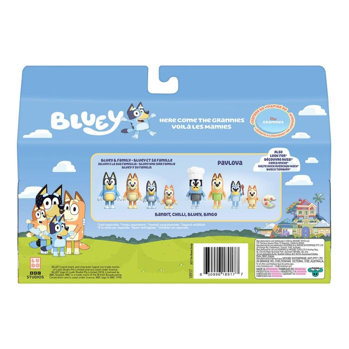 MOOSE Bluey Pack 4 Figuras Abuelitas Articuladas de 6-7 cm - Madge, Janet, Rita, Gladys, Juego en Español, 19201