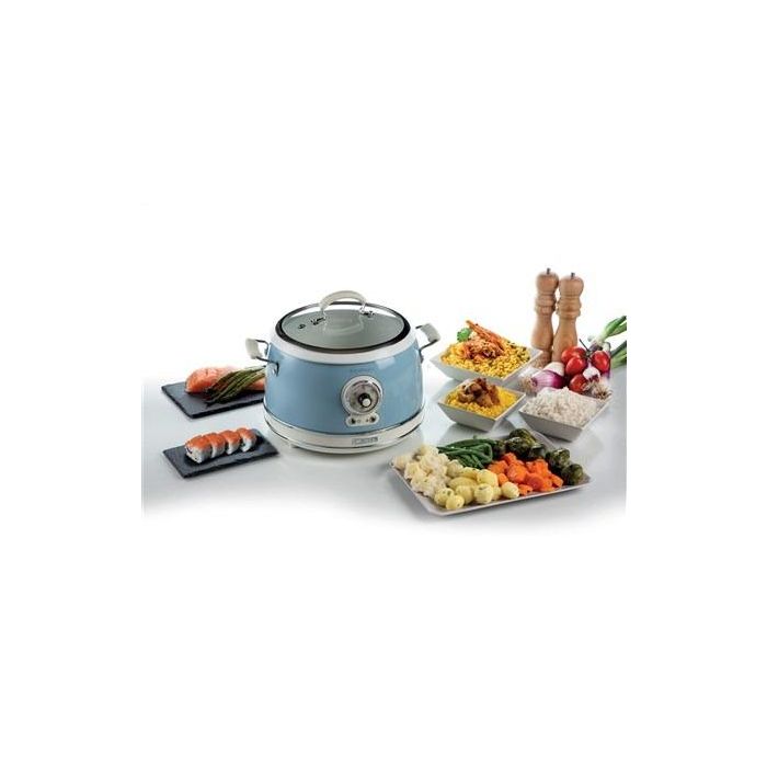 Ariete 2904/05 Olla Arrocera Multifunción 10 Tazas, Cocción Lenta, Mantener Caliente 24h, Vapor, Risotto, Tapa Vidrio, Azul Vintage 7