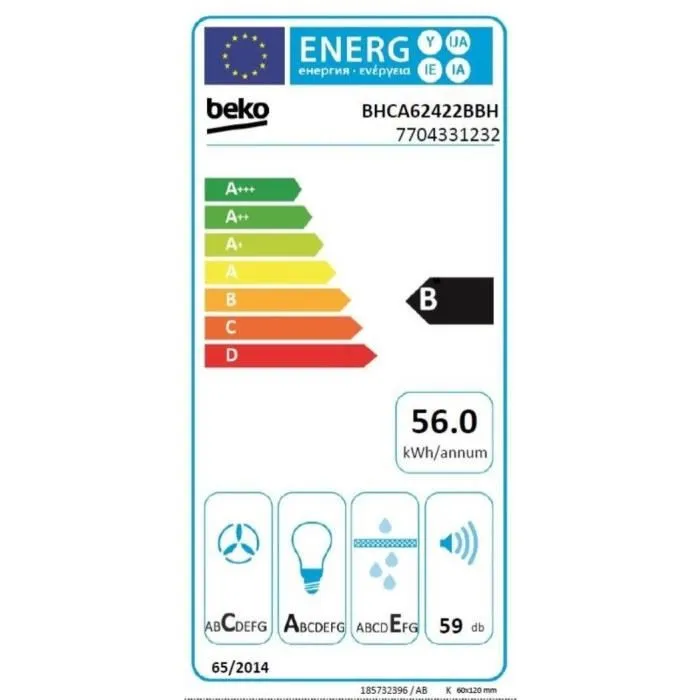 Beko Campana de Pared BHCA62422BBH - 60 cm 3