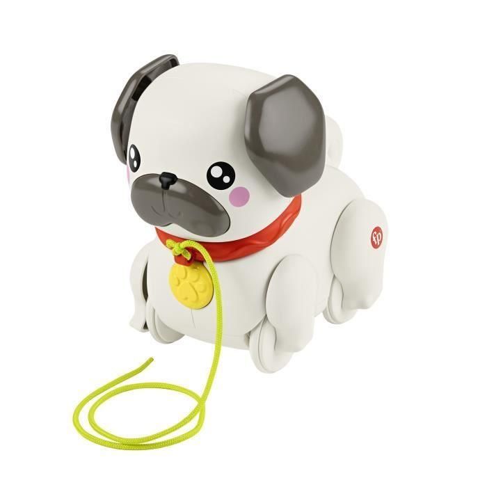 Perro de paseos perrito pug fisher-price. mueve las orejas las patas y emite sonidos de ladridos.