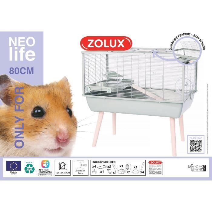 Zolux ZOL3336027056636 Jaula Elevada Néolife para Hámsteres 78x48x75 cm Verde 1 Zolux ZOL3336027056636 Jaula Elevada Néolife para Hámsteres 78x48x75 cm Verde 1