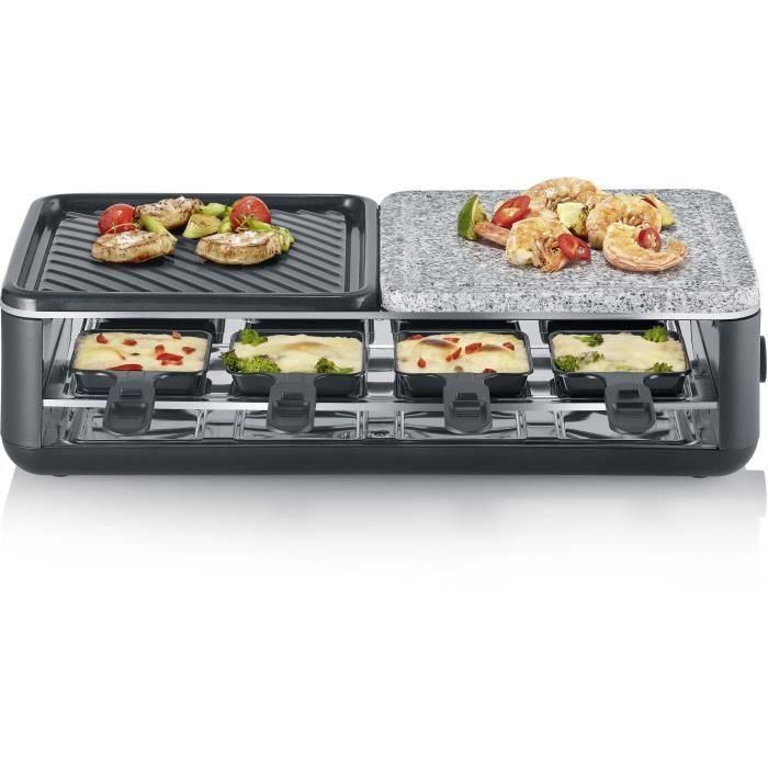 Parrilla Raclette - SEVERIN - RG2366 - 8 personas. - Placa de cocción reversible y de piedra natural - 8 sartenes - Color negro 3