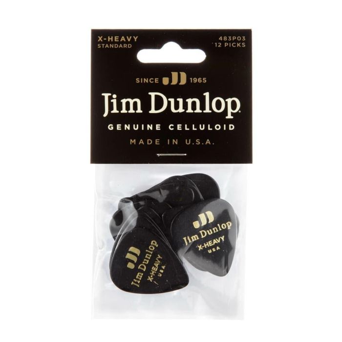 Dunlop Pack 72 Púas Genuine Celluloid Classic Negra - X Heavy 3