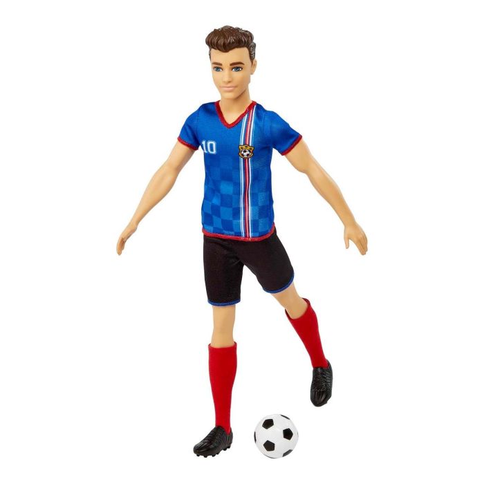 Barbie Hcn15 Muñeco Ken Futbolista con Camiseta Azul, Pantalones Negros y Medias Rojas - Incluye Balón (29,2 cm) 4 Barbie Hcn15 Muñeco Ken Futbolista con Camiseta Azul, Pantalones Negros y Medias Rojas - Incluye Balón (29,2 cm) 4