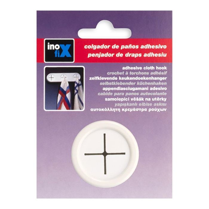 Colgador paños cocina redondo adhesivo blanco 2089-2-000 (blister) inofix 1