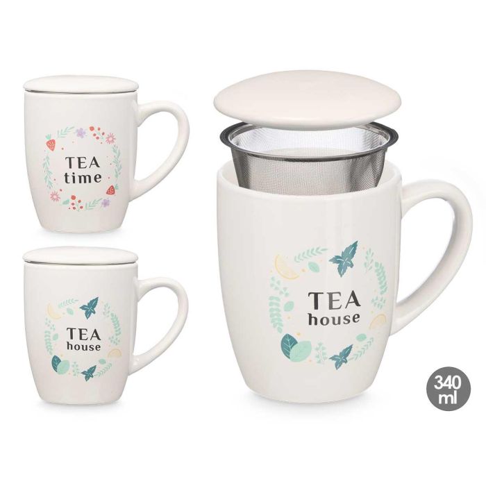 Taza Porcelana Tea House Tapa Filtro Surtidos 340Ml Vessia 12X10CM (24 Unidades) Taza Porcelana Tea House Tapa Filtro Surtidos 340Ml Vessia 12X10CM (24 Unidades)