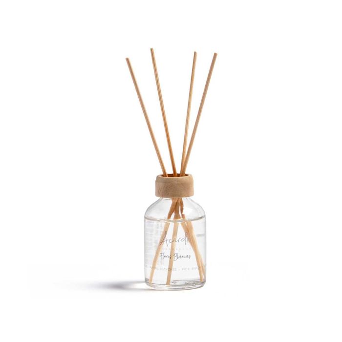 Mikado 50 ml con varilla flores blancas - Acorde 7x17x5 cm vidrio, madera (12 Unidades) 1 Mikado 50 ml con varilla flores blancas - Acorde 7x17x5 cm vidrio, madera (12 Unidades) 1