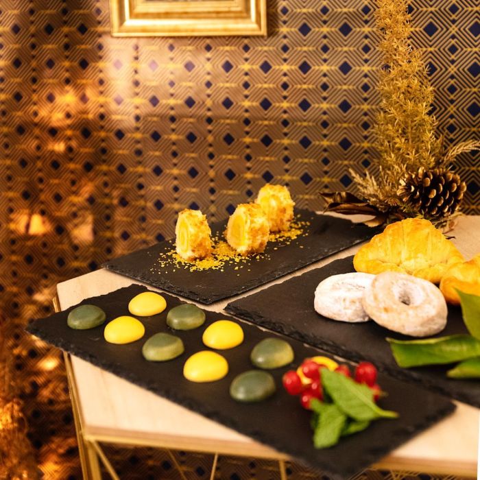 Quid Gastro Fun Bandeja de Pizarra Negra 30x20 cm Mineral Rugoso 2