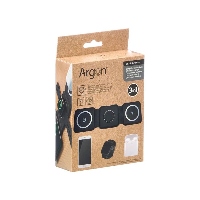 Argon Cargador Inalambrico 3 En 1 Negro 2