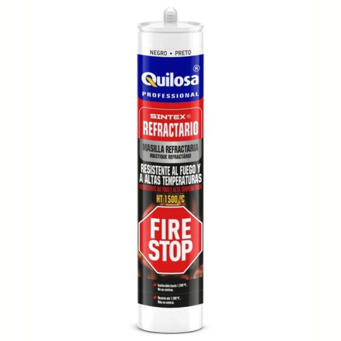 Quilosa Masilla Refractaria Negro 300ml para Altas Temperaturas y Fuego Directo