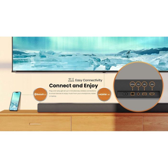 Hisense HIS1727479811163 Barra de sonido con Subwoofer inalámbrico, Bluetooth, 3.1 canales, Máx. 480 W 41