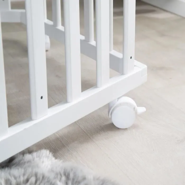 Roba Parque infantil hexagonal ROBA LITTLE STARS AAAIG92169 Altura regulable Funda acolchada Ruedas con freno Madera lacada blanco Diseño estrellas 3