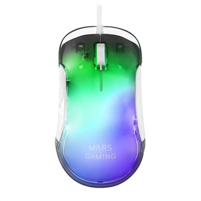 Ratón Gaming Mars Gaming MMGLOWW/ Hasta 12800 DPI/ Blanco