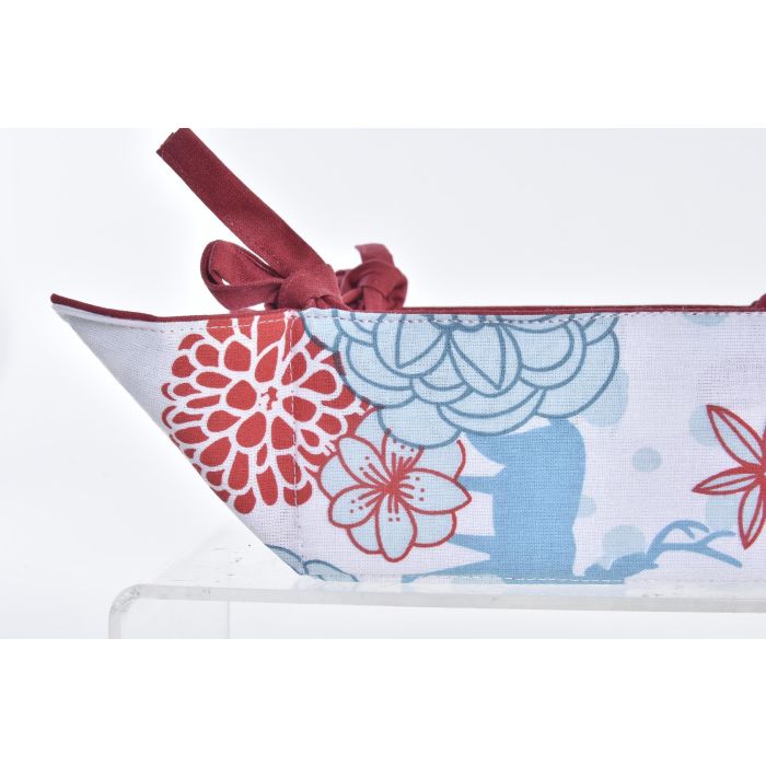 DKD Home Decor Cesta Navidad Moderna Reno Flores Algodón Azul Celeste Rojo 30x30x10 cm Pack 12 Unidades 1