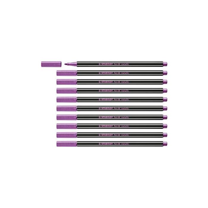 Stabilo Rotulador Pen 68 Metallic Rosa Metálico Caja 10 Ud