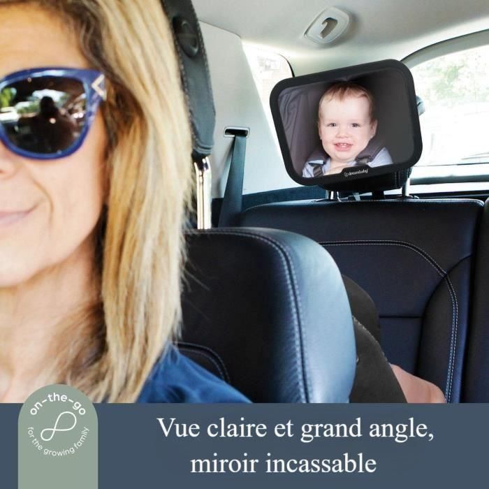 Dreambaby DRE9312742402631 Espejo retrovisor regulable para asiento trasero, rectangular, grande, 20x24 cm, Negro 1 Dreambaby DRE9312742402631 Espejo retrovisor regulable para asiento trasero, rectangular, grande, 20x24 cm, Negro 1