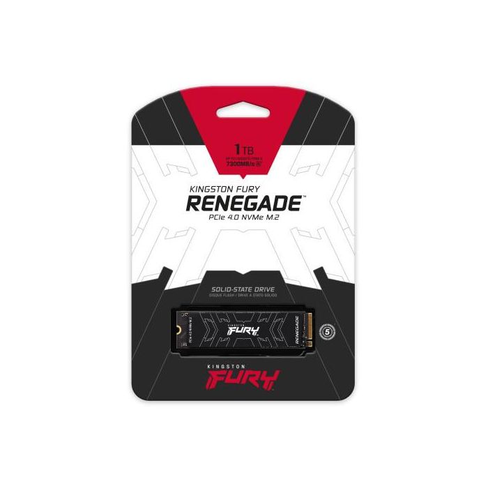 Kingston FURY Renegade SSD NVMe M.2 1TB PCIe 4.0 3D TLC, 7300MB/s Lectura, Preparado para PS5, para Gaming PC con Disipador Low-Profile 2