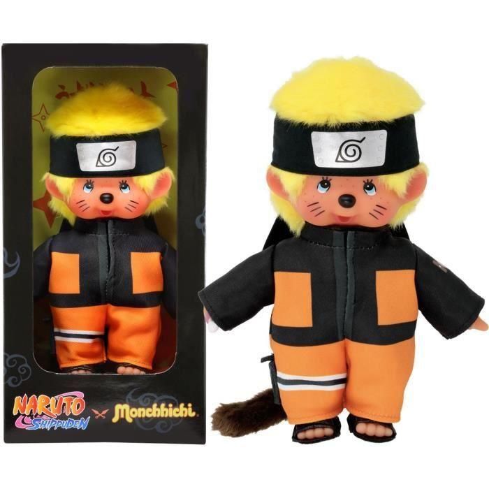 Bandai - Monchhichi - Peluche Monchhichi Naruto Shippuden - Peluche blandito de 20 cm para niños y adultos - SE241088 Bandai - Monchhichi - Peluche Monchhichi Naruto Shippuden - Peluche blandito de 20 cm para niños y adultos - SE241088