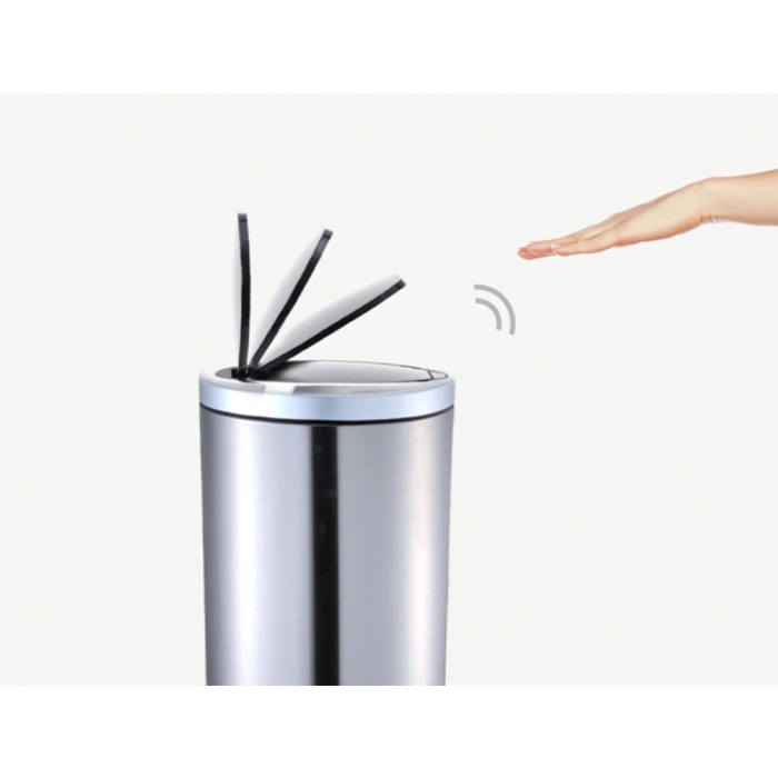 Q-connect Papelera con Sensor Automático de Metal, Cromada, Capacidad 10 Litros 3 Q-connect Papelera con Sensor Automático de Metal, Cromada, Capacidad 10 Litros 3