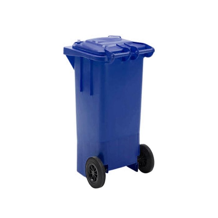 Papelera Contenedor Q-Connect Plastico Con Tapadera 100 L Color Azul 800x510x525 mm Con Ruedas 4